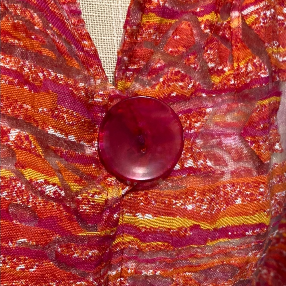 Multiples Vibrant Red Button-Down Shirt sheer jac… - image 3